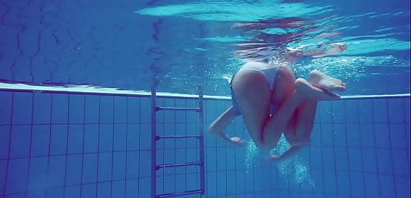  Sexy tight teen Marusia swims naked underwater